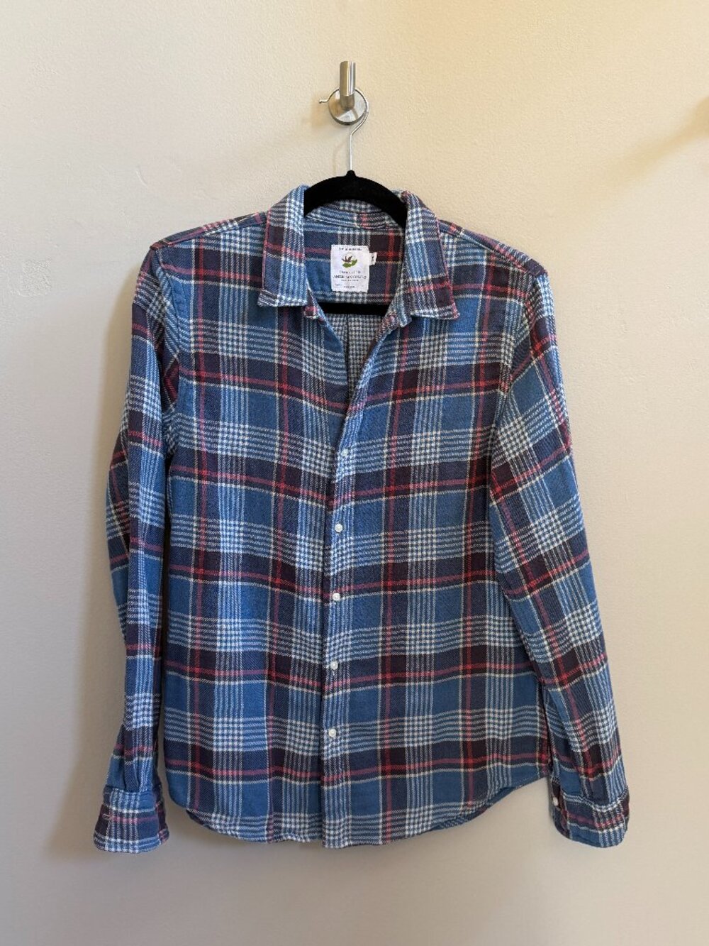 American Colors Alex Lehr Blue Plaid Organic Cotton Flannel Shirt
